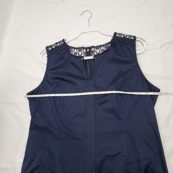 KARL LAGERFELD navy dress sleeveless crochet hem shift 16 - Picture 7 of 9